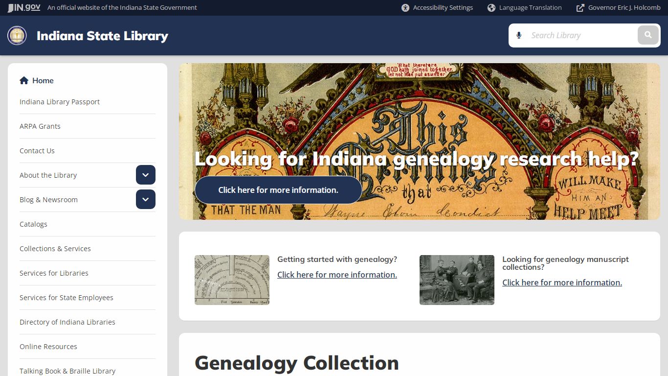 Indiana State Library: Genealogy